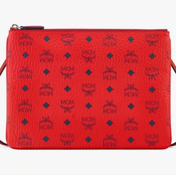Red Authentic MCM Crossbody Pouch Visetos Original (NEW BUT NO BOX) - Picture 1 of 7